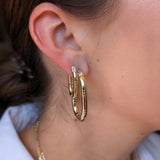 Crew Oval Small Diamond Hoop Earrings