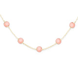 Found Pink Opal & Sapphire Cabochon Station Necklace