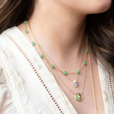 Found Pink Opal & Sapphire Cabochon Station Necklace