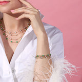 Found Pink Opal & Sapphire Cabochon Station Necklace