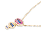 Found Large Amethyst & Blue & Pink Sapphire Nest Pendant Necklace