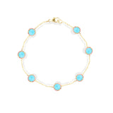 Found Turquoise & Pink Sapphire Cabochon Station Bracelet