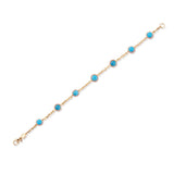 Found Turquoise & Pink Sapphire Cabochon Station Bracelet
