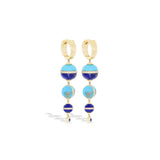 Revel Lapis, Turquoise, & Blue Sapphire Inlay Bobble Chandelier Earrings