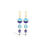 Revel Lapis, Turquoise, & Blue Sapphire Inlay Bobble Chandelier Earrings
