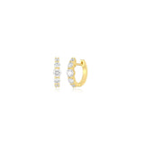 Jumbo Prong Set Graduated Diamond Huggie Earrings