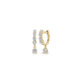 Graduated Diamond Drop Mini Huggie Earrings