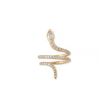 Pave Teardrop Diamond Head Snake Coil Wrap Ring