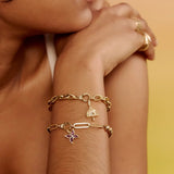 Gold Beaded Paperclip Bracelet