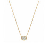 Bezel-Set Oval Diamond Pendant Necklace