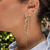 Marquise Diamond Snake Front Back Stud Earring (Single)