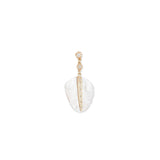 Sophia Two Diamond + Pavé Pearl Feather Drop Stud (Single)