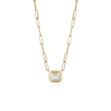 Manhattan Emerald-Cut Opal Paperclip Necklace