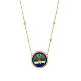 Small Pavé Diamond & Opal Sunshine Inlay Necklace