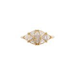 Reflective Dome Ring with Ten Triangle Cut Diamonds