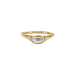 Solitaire Diamond Engagement Ring with Step Cut Half Moon Diamond
