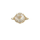 Mirrored Diamond Cluster Engagement Ring