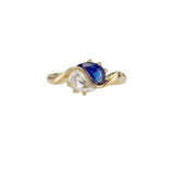 Yin Yang Blue Sapphire & Diamond Engagement Ring