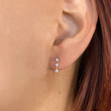 Three Diamond Drop Chain Earrings