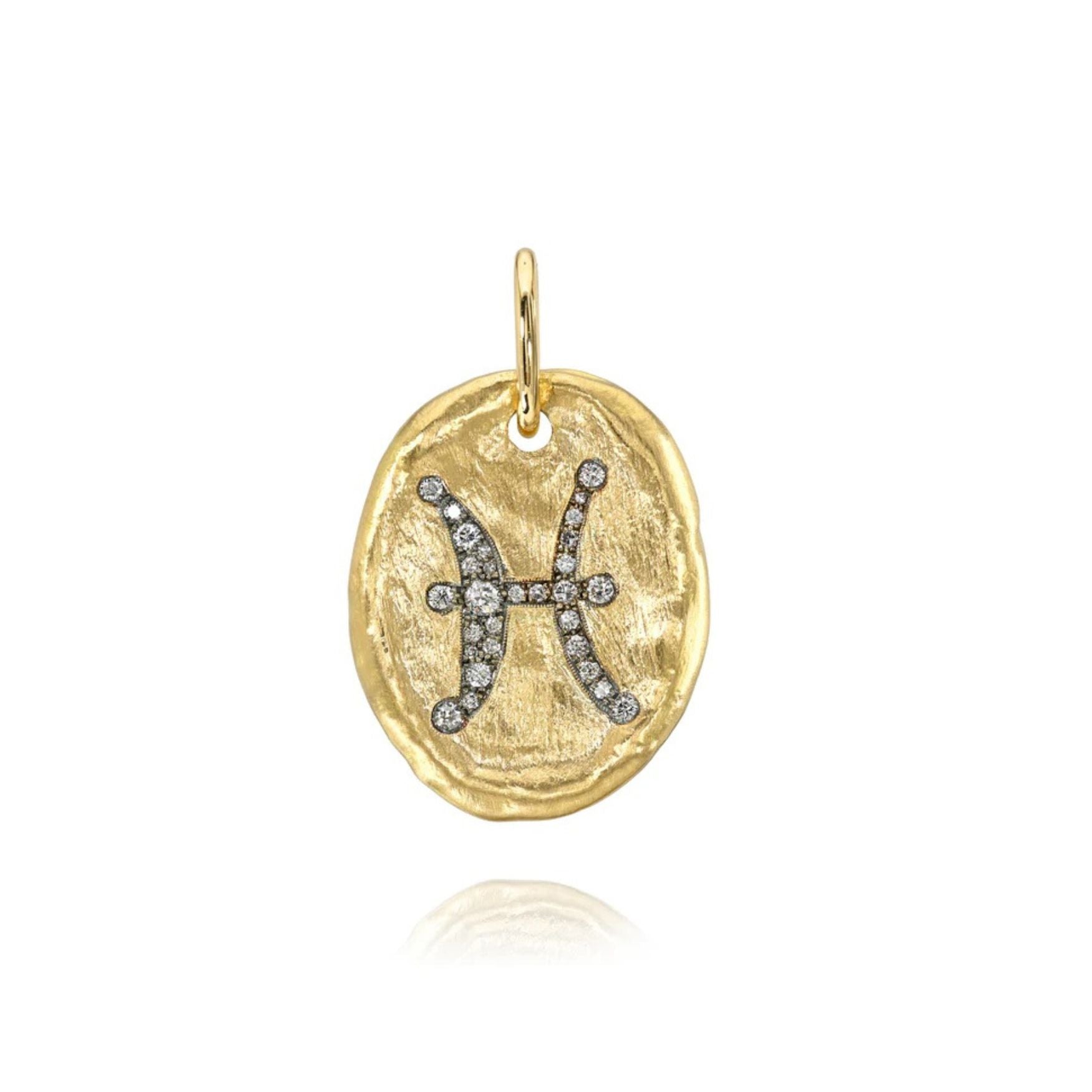 Hammered Oval Zodiac Charm