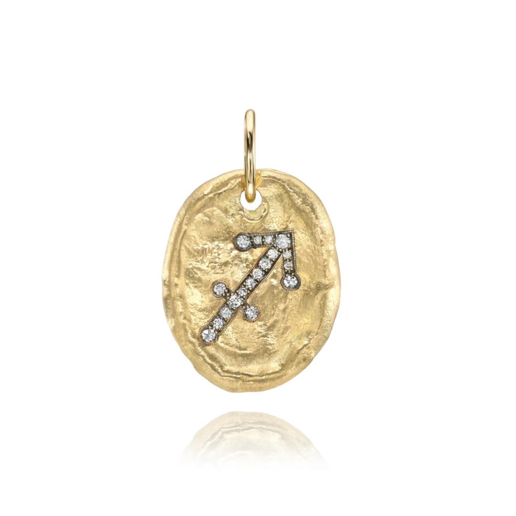 Hammered Oval Zodiac Charm