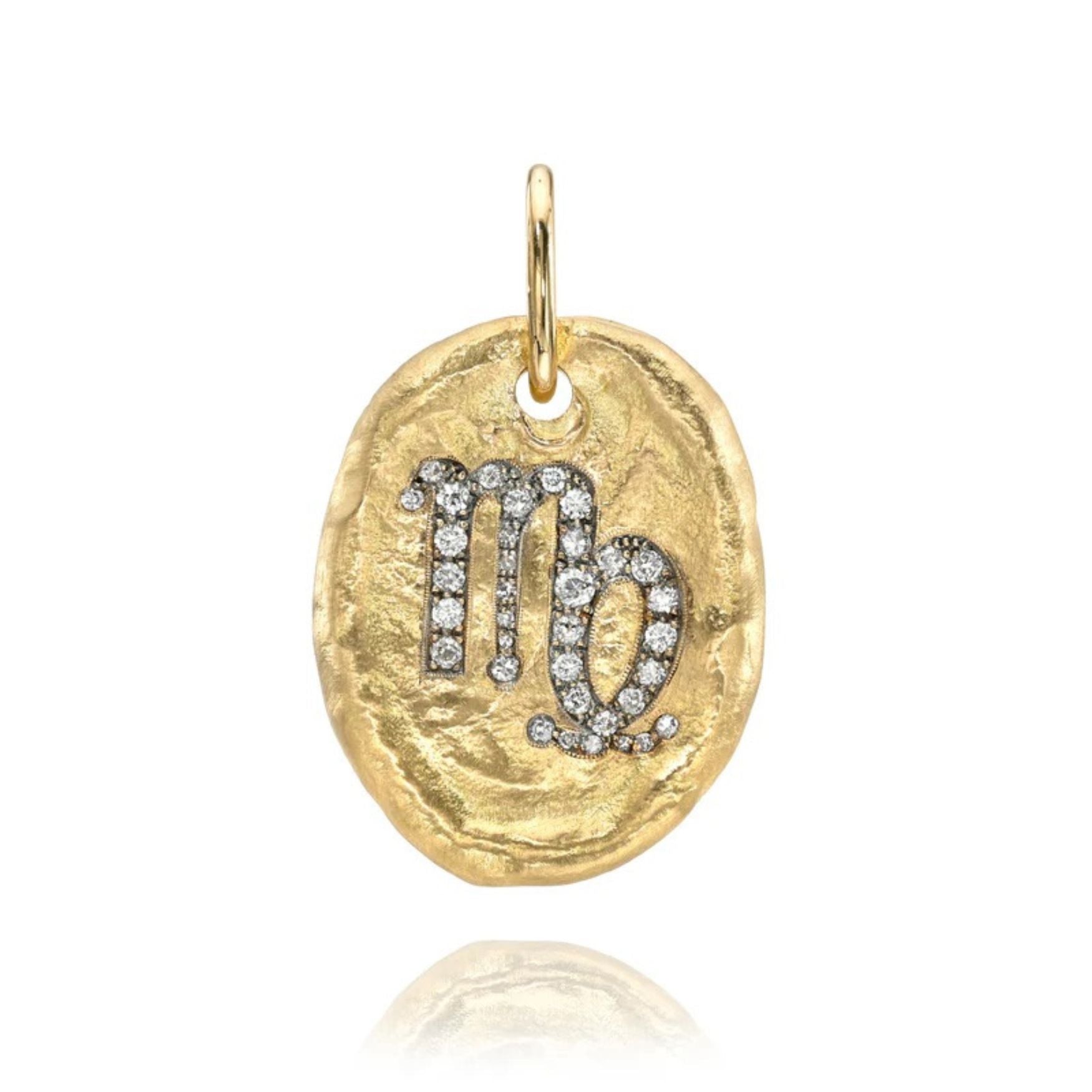 Hammered Oval Zodiac Charm