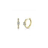 Round Center Diamond Pavé Huggie Hoops