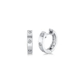 Flush Set Diamond Huggie Hoop Earrings