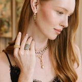 Round Grey Diamond Ten Table Ring