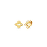 Petite Venetian Princess Diamond and Satin Finish Flower Stud Earrings