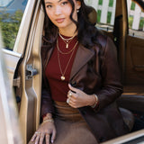 Small Blade Double Pear Diamond Pendant Necklace