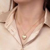 Scattered Diamond Brushed Satin Heart Paperclip Necklace