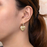 Scattered Diamond Satin Heart Drop Huggies