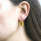 Manhattan Emerald-Cut Citrine Bezel Set Earrings