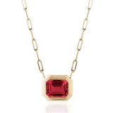 Manhattan Emerald-Cut Garnet Paperclip Necklace