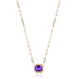 Manhattan Emerald-Cut Amethyst Paperclip Necklace