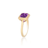 Manhattan Emerald-Cut Amethyst Bezel Set Ring