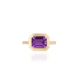 Manhattan Emerald-Cut Amethyst Bezel Set Ring