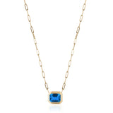 Manhattan Emerald-Cut London Blue Topaz Paperclip Necklace