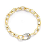 Garnett Chain Link Bracelet With Diamond Oval Clasp