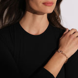 Garnett Chain Link Bracelet With Diamond Oval Clasp