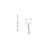 Triple Pear Diamond Drop Huggie Hoop Earrings