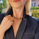 Emerald & Coral Cactus Flower Ring
