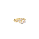 Emerald-Cut Pavé Diamond Signet Ring