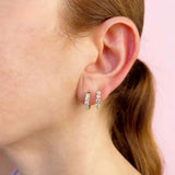 Shared Prong Diamond Huggie Earrings