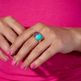 Found Pink Sapphire & Turquoise Cap Cocktail Ring