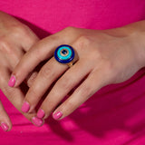 Evolve Lapis, Turquoise, & Blue Sapphire Inlay Cocktail Ring