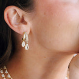 Pavé Diamond Double Hoop Pear Drop Earrings