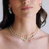 Pavé Diamond Double Hoop Pear Drop Earrings