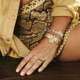 Pave Teardrop Diamond Head Snake Coil Wrap Ring